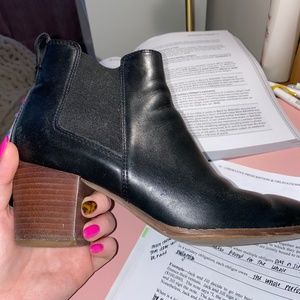 Madewell Black Ankle Boots with Brown Heel